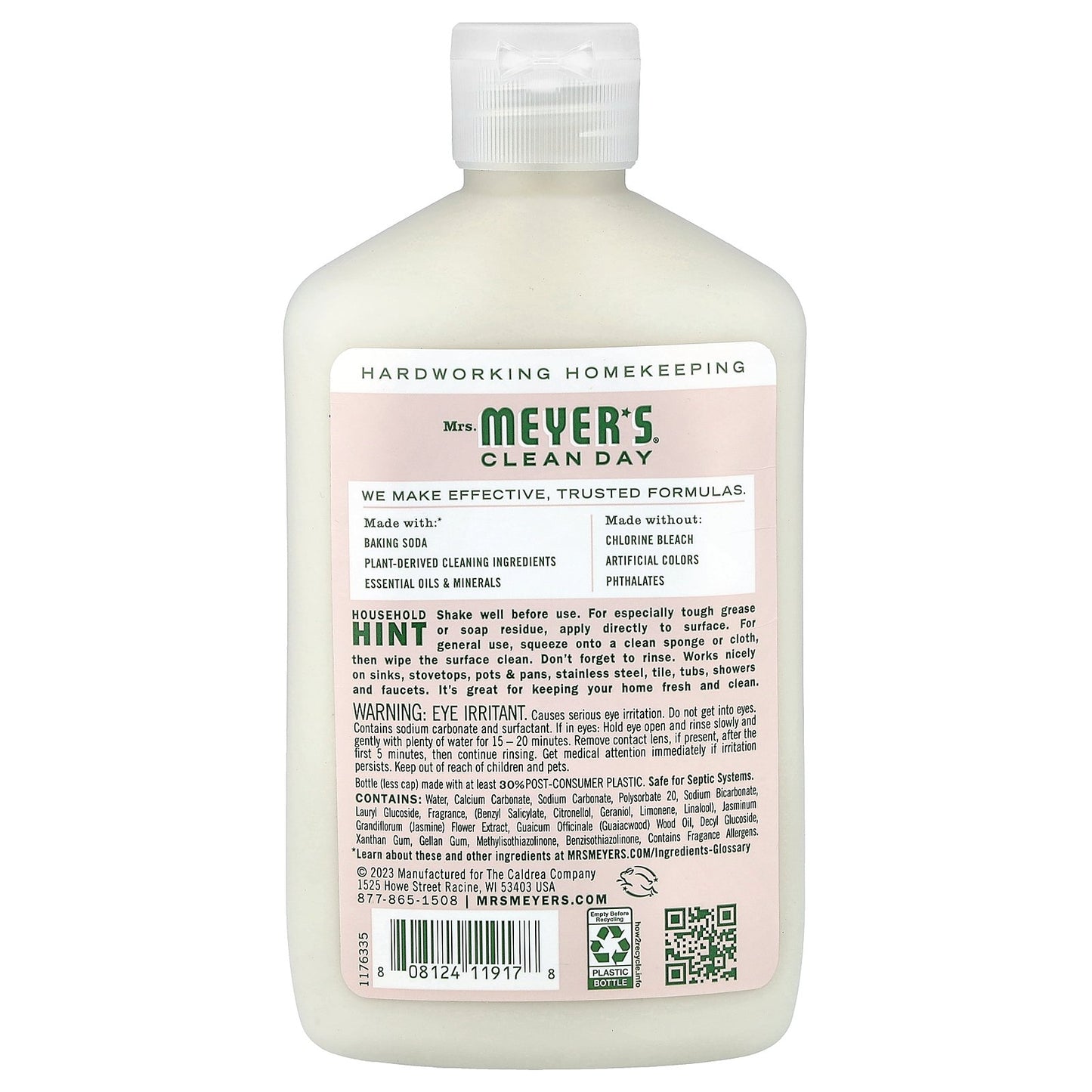 Mrs. Meyers Clean Day, Baking Soda Cream Cleanser, Apple Blossom, 16 fl oz (473 ml)