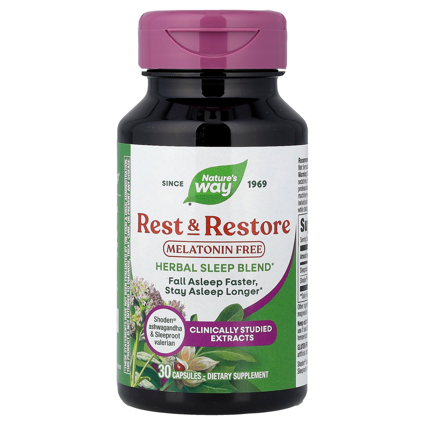 Nature's Way, Rest & Restore, Melatonin Free, 30 Capsules