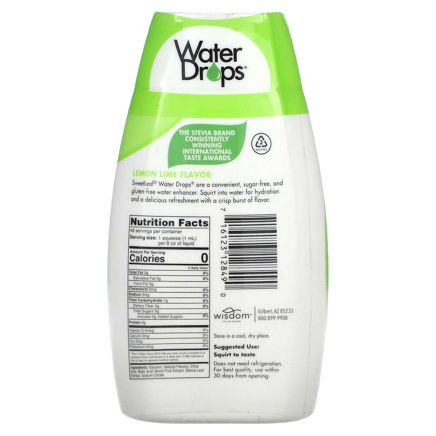 SweetLeaf Stevia, Water Drops, Delicious Stevia Water Enhancer, Lemon Lime, 1.62 fl oz (48 ml)