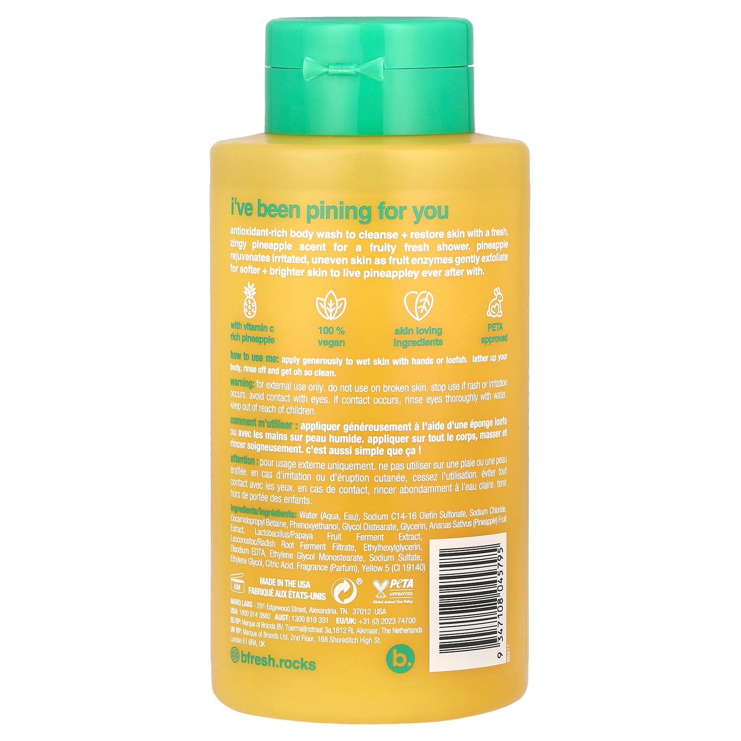 b.fresh, Pineappley Ever After, Antioxidant-Rich Body Wash, Tropicalicious, 16 fl oz (473 ml)