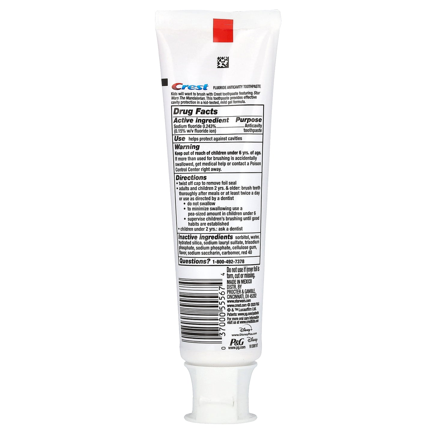 Crest, Kids, Fluoride Anticavity Toothpaste, Star Wars The Mandalorian, 3+ Yrs, Strawberry, 4.2 oz (119 g)