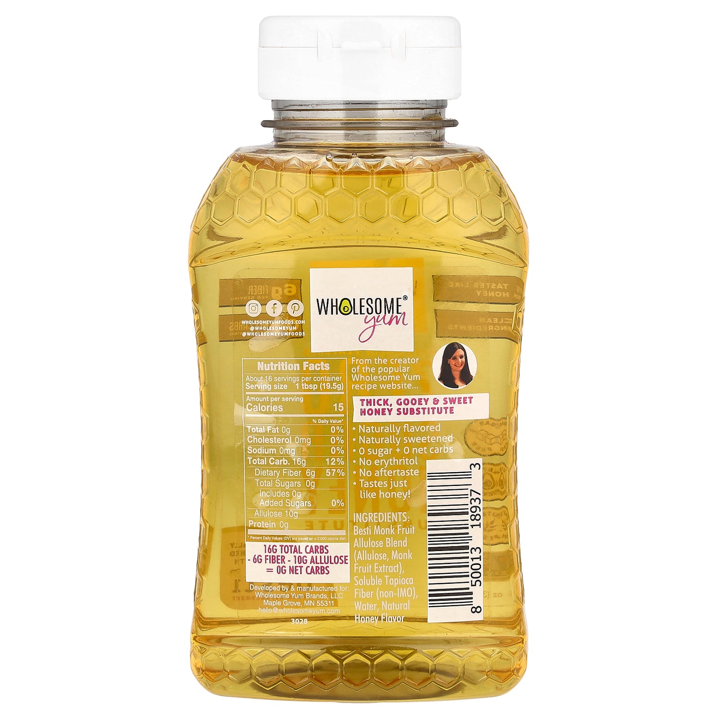 Wholesome Yum, Zero Sugar Honey Substitute, 11 oz (312 g)