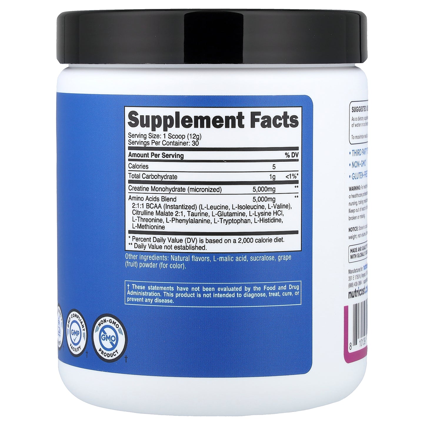 Nutricost, Performance, Creatine + Aminos, Grape, 13.3 oz (372 g)