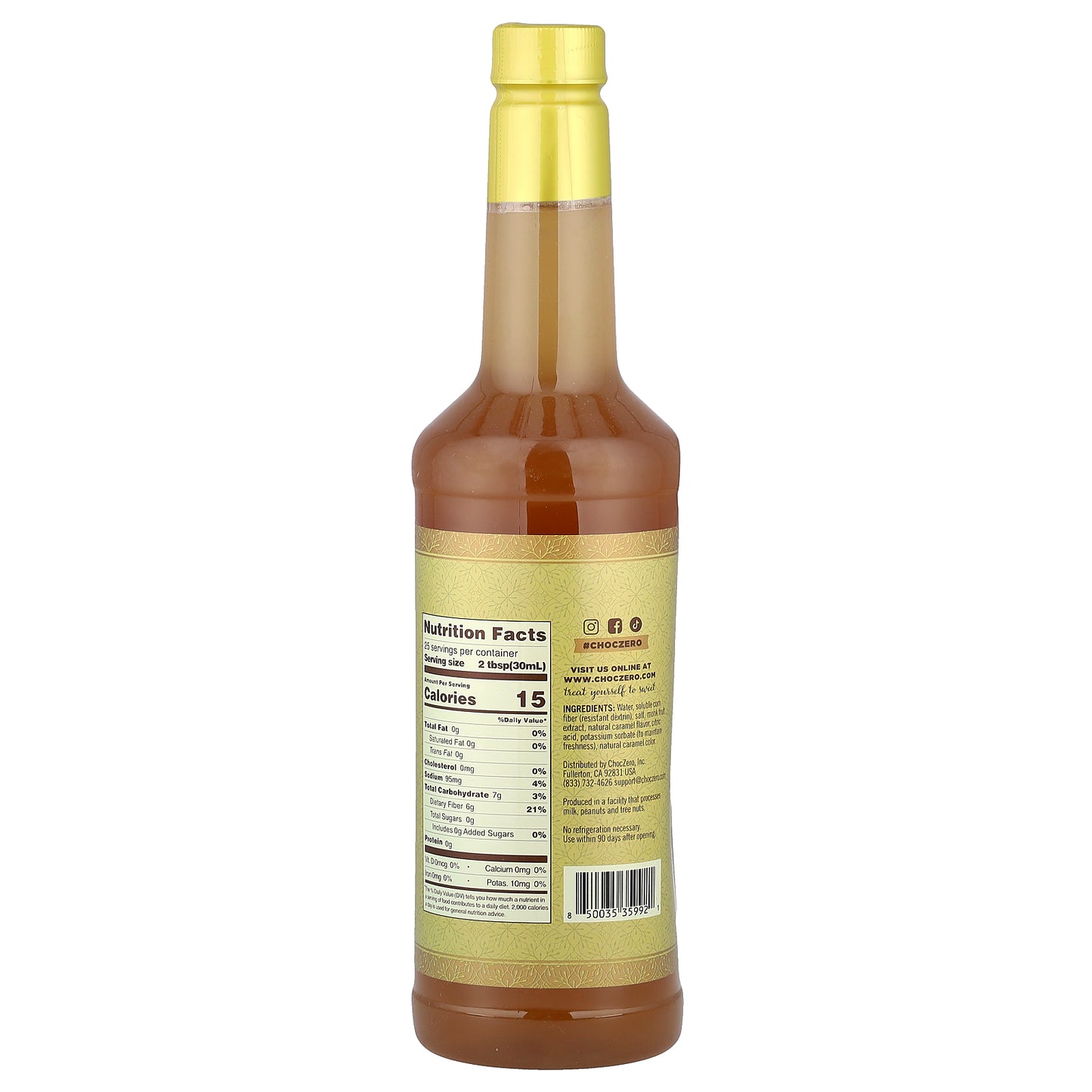 ChocZero, Premium Syrup, Salted Caramel, Sugar Free, 25.4 fl oz (750 ml)