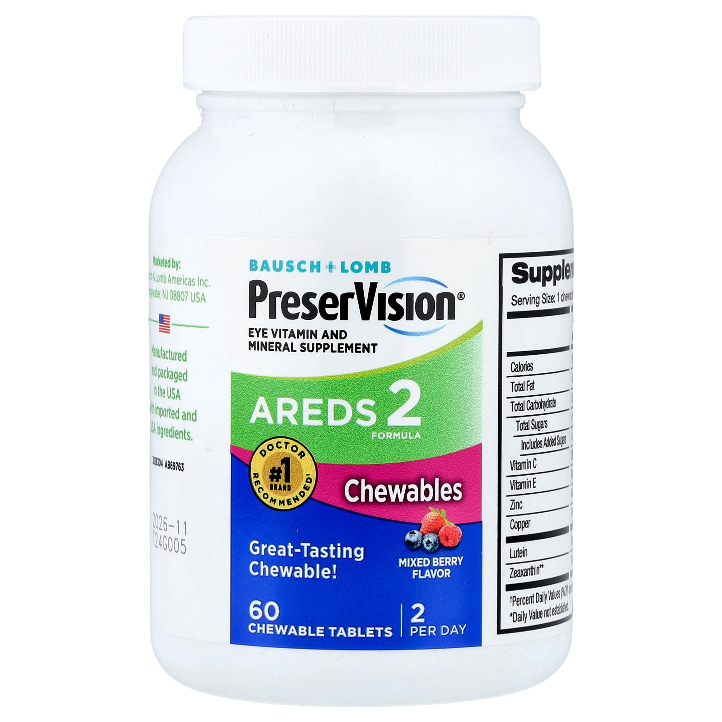 PreserVision, AREDS 2 Formula, Mixed Berry, 60 Chewable Tablets