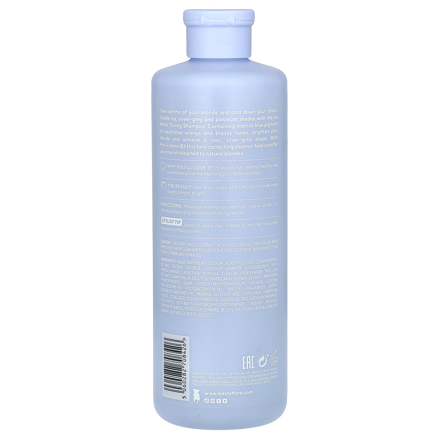 Lee Stafford, Bleach Blondes, Ice White Shampoo, For Bleached, Highlighted & Naturally Dark Blonde Hair, 16.9 fl oz (500 ml)