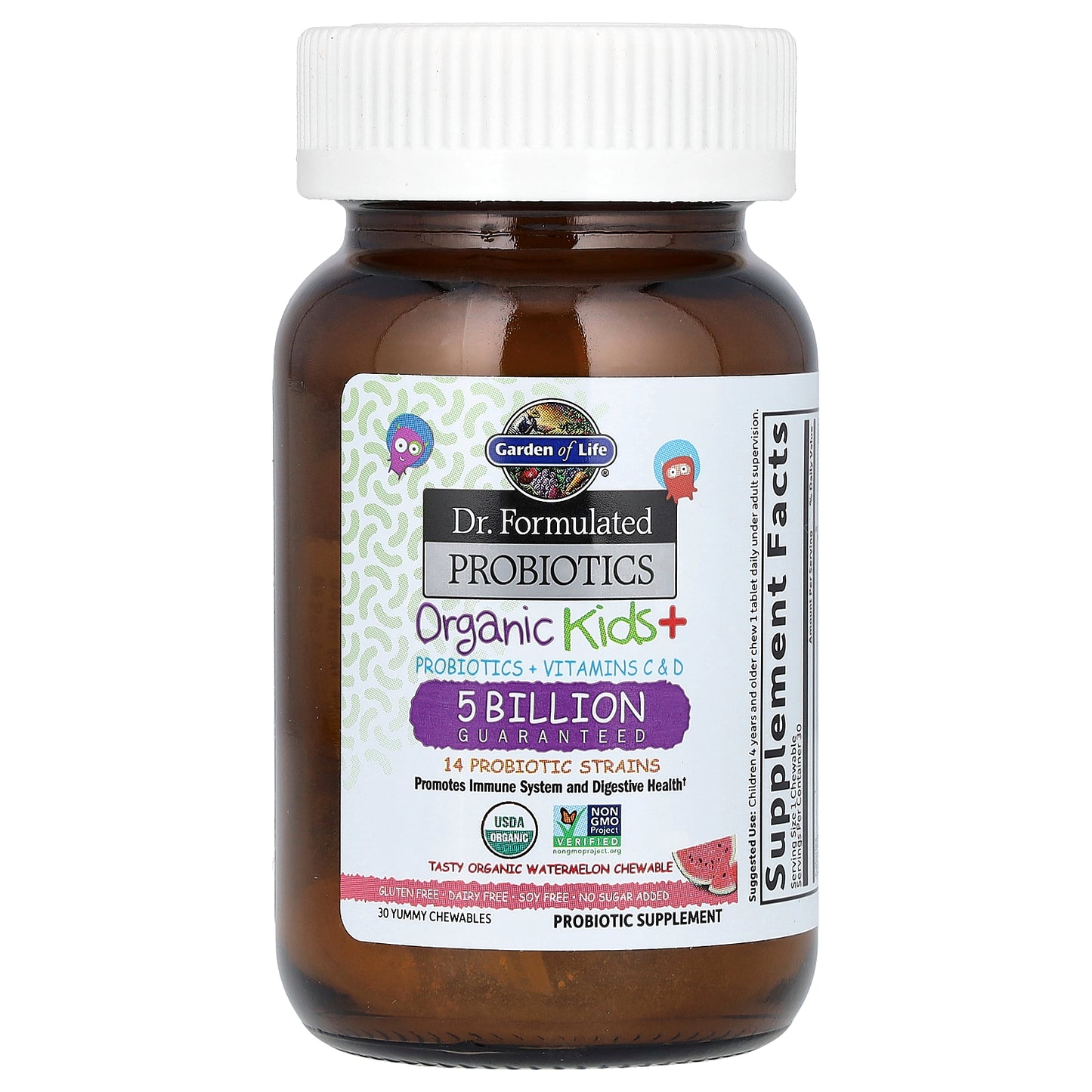 Garden of Life, Organic Kids+, Probiotics + Vitamins C & D, Watermelon , 30 Yummy Chewables