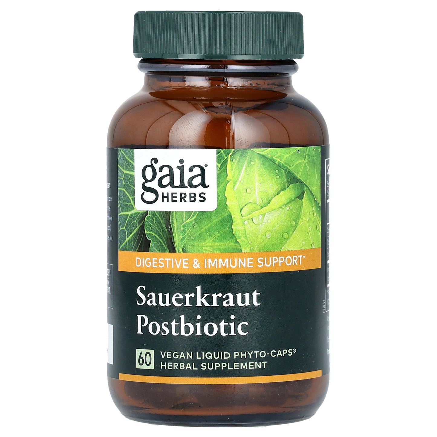 Gaia Herbs, Sauerkraut Postbiotic, 60 Vegan Liquid Phyto-Caps (0.6 g per Capsule)