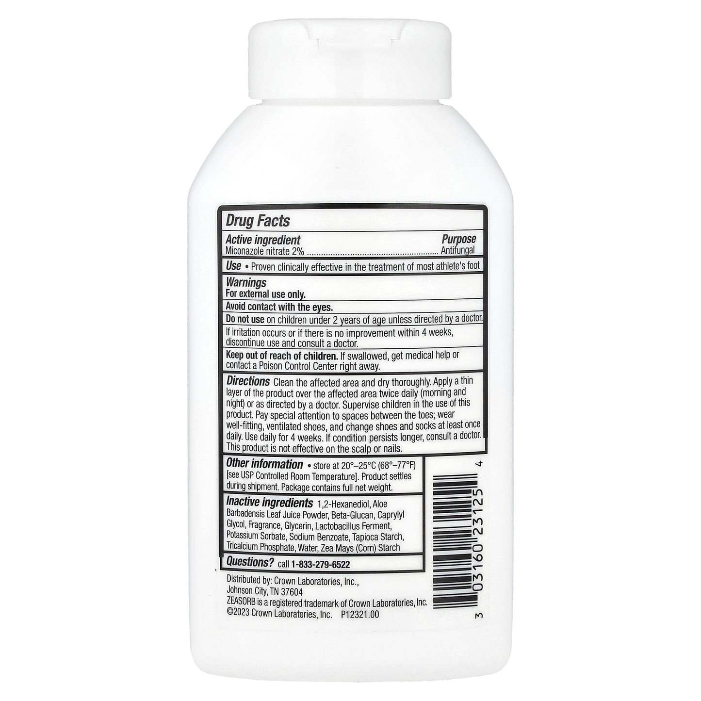 Zeasorb, AF, Antifungal Powder with 2% Micronazole Nitrate, 2.5 oz (71 g)