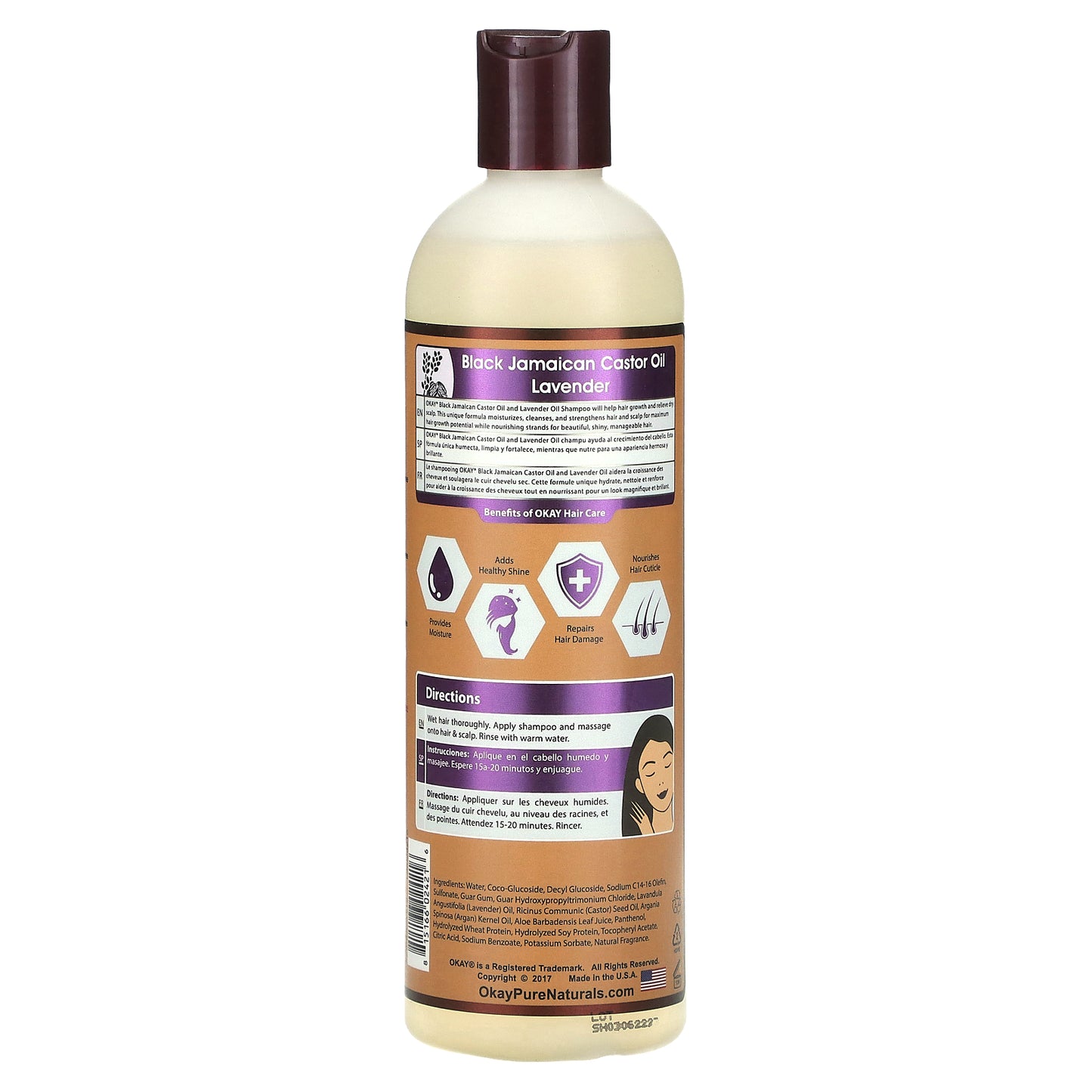 Okay Pure Naturals, Black Jamaican Castor Oil, Shampoo, Lavender, 12 fl oz (355 ml)