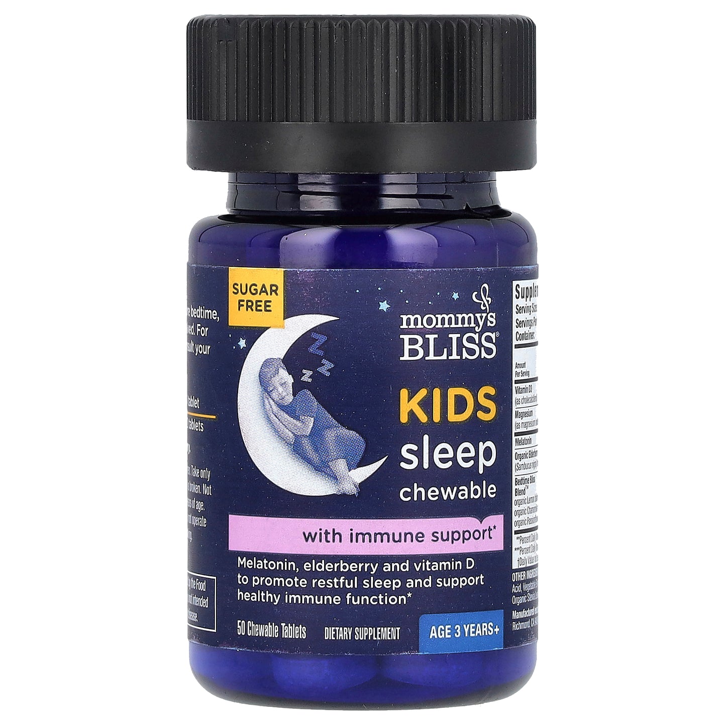 Mommy's Bliss, Kids Sleep Chewable, Melatonin + Immune Support, Age 3 Years+, Mixed Berry, 50 Chewable Tablets