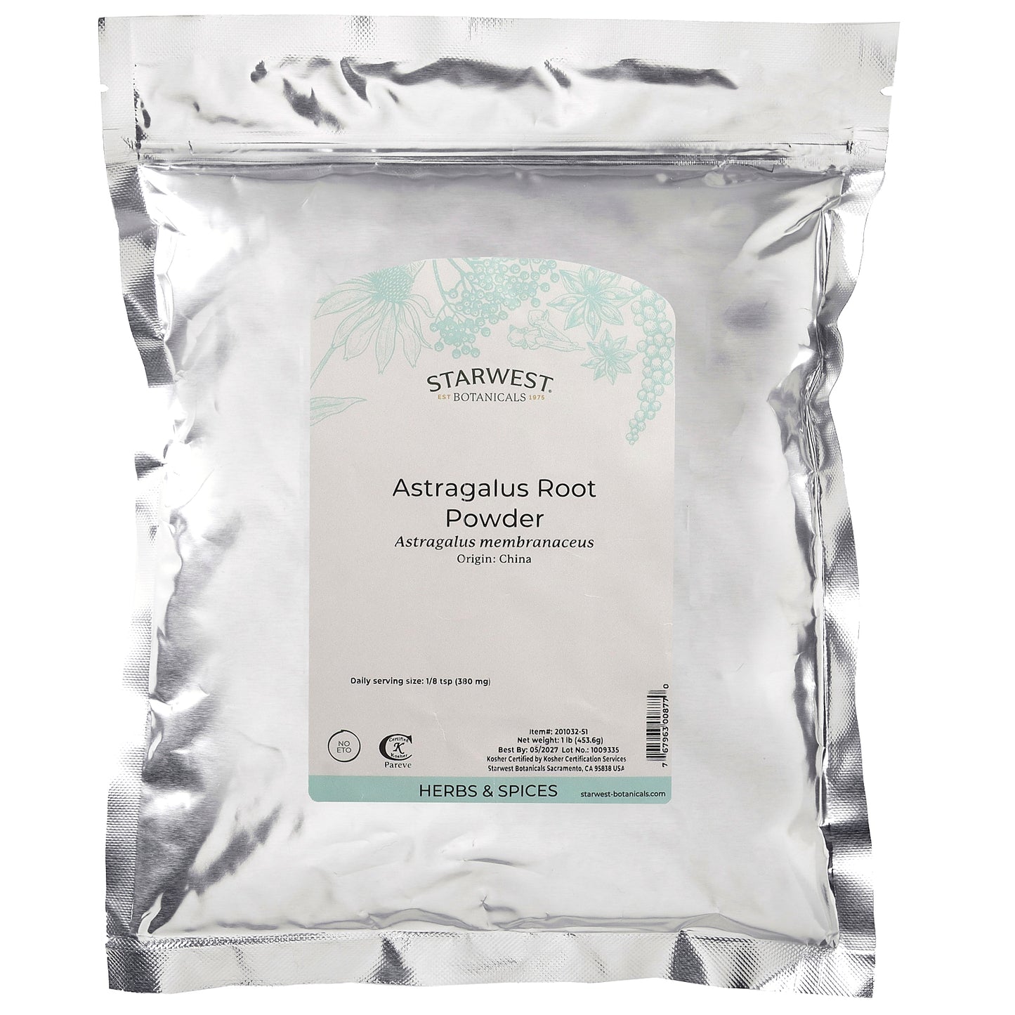 Starwest Botanicals, Astragalus Root Powder, 1 lb (453.6 g)
