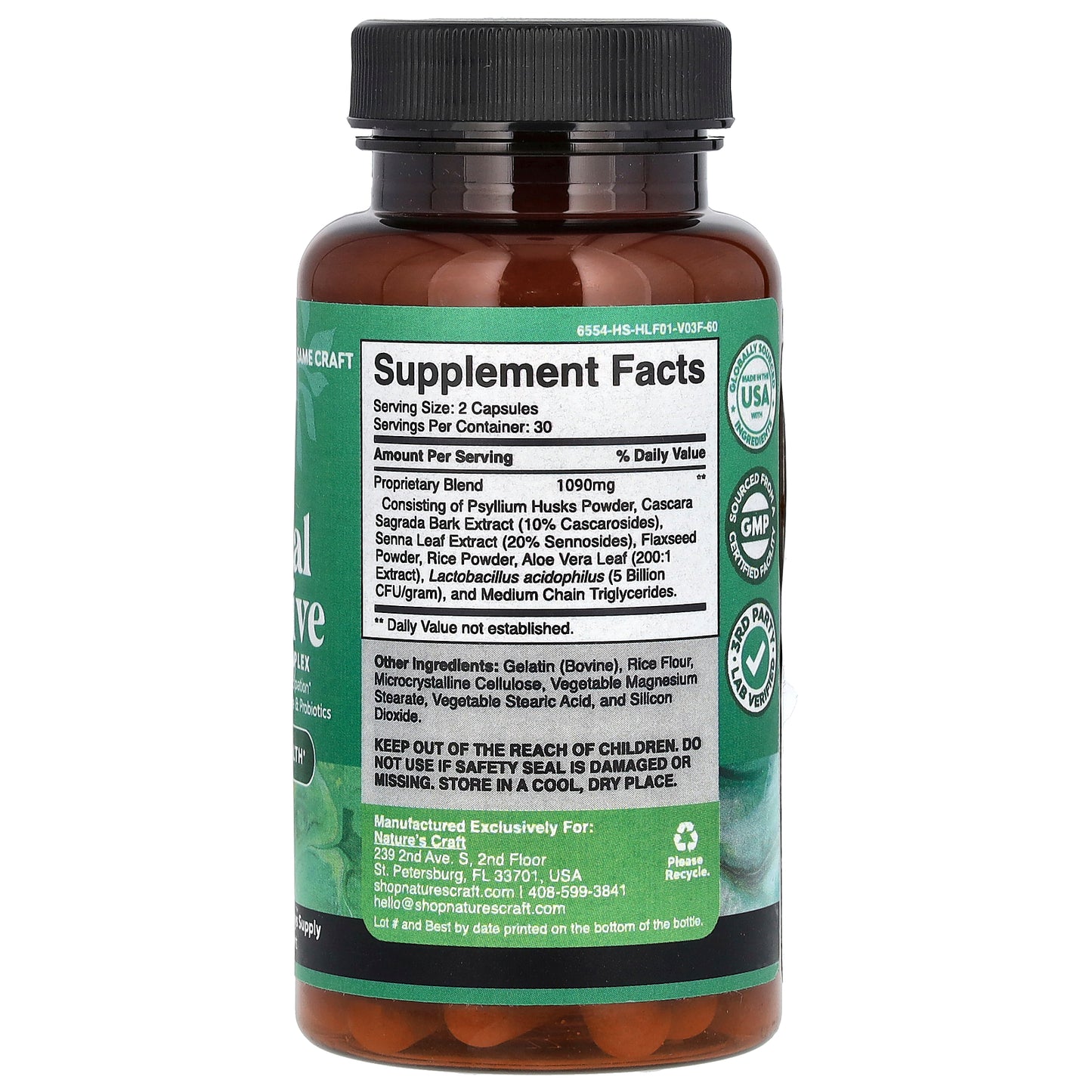 Nature's Craft, Herbal Laxative, 60 Capsules