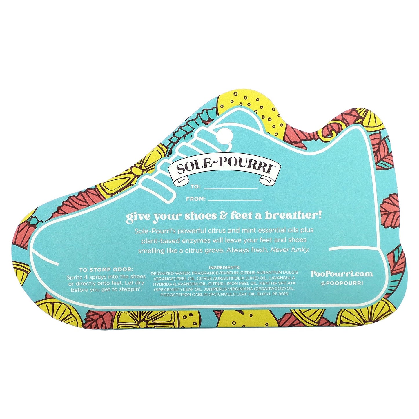 Poo-Pourri, Sole-Pourri™ Shoe + Foot Funk-Fighting Odor Eliminator, Citrus Mint, 0.34 fl oz (10 ml)