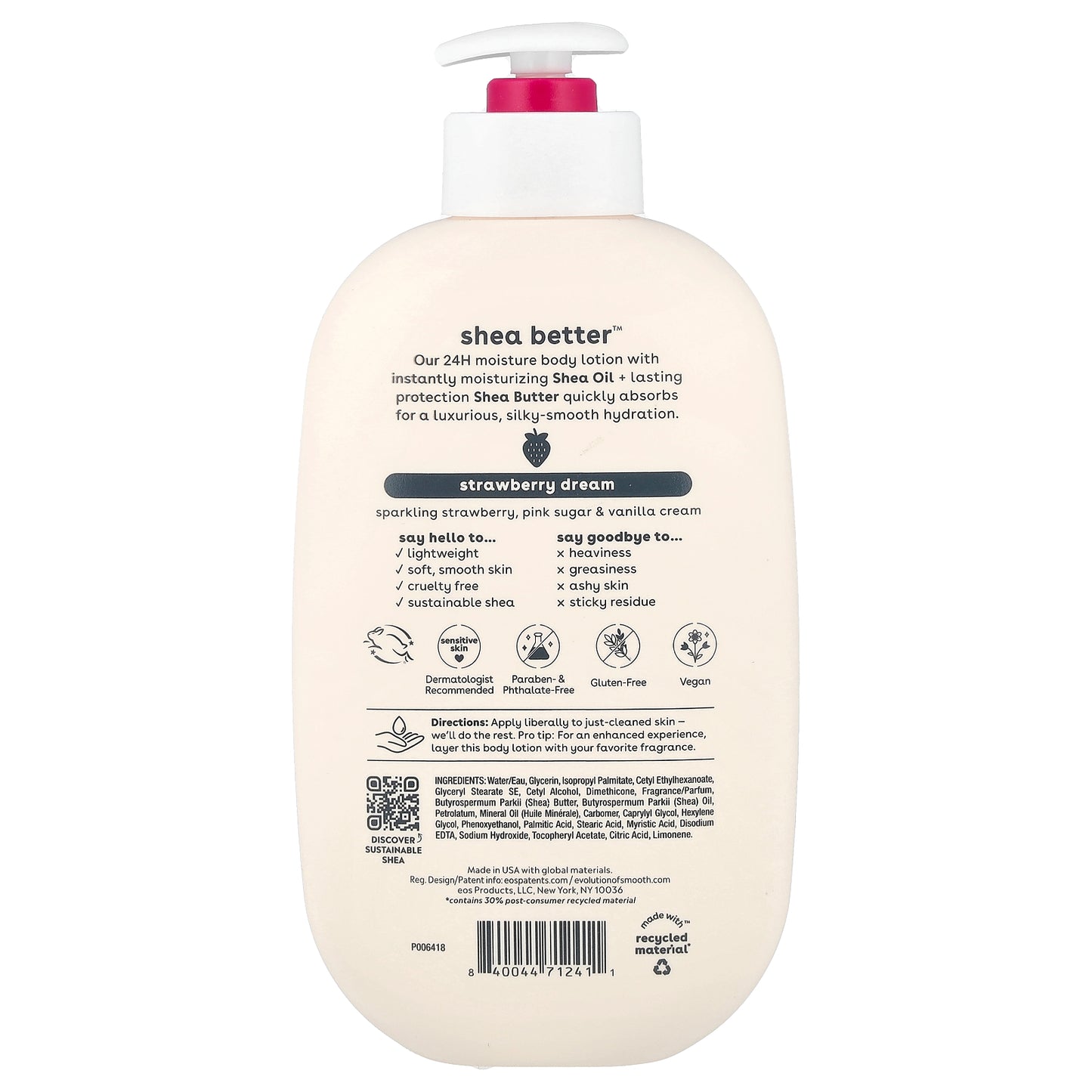 EOS, Shea Better™, 24H Moisture Body Lotion, Strawberry Dream, 16 fl oz (473 ml)