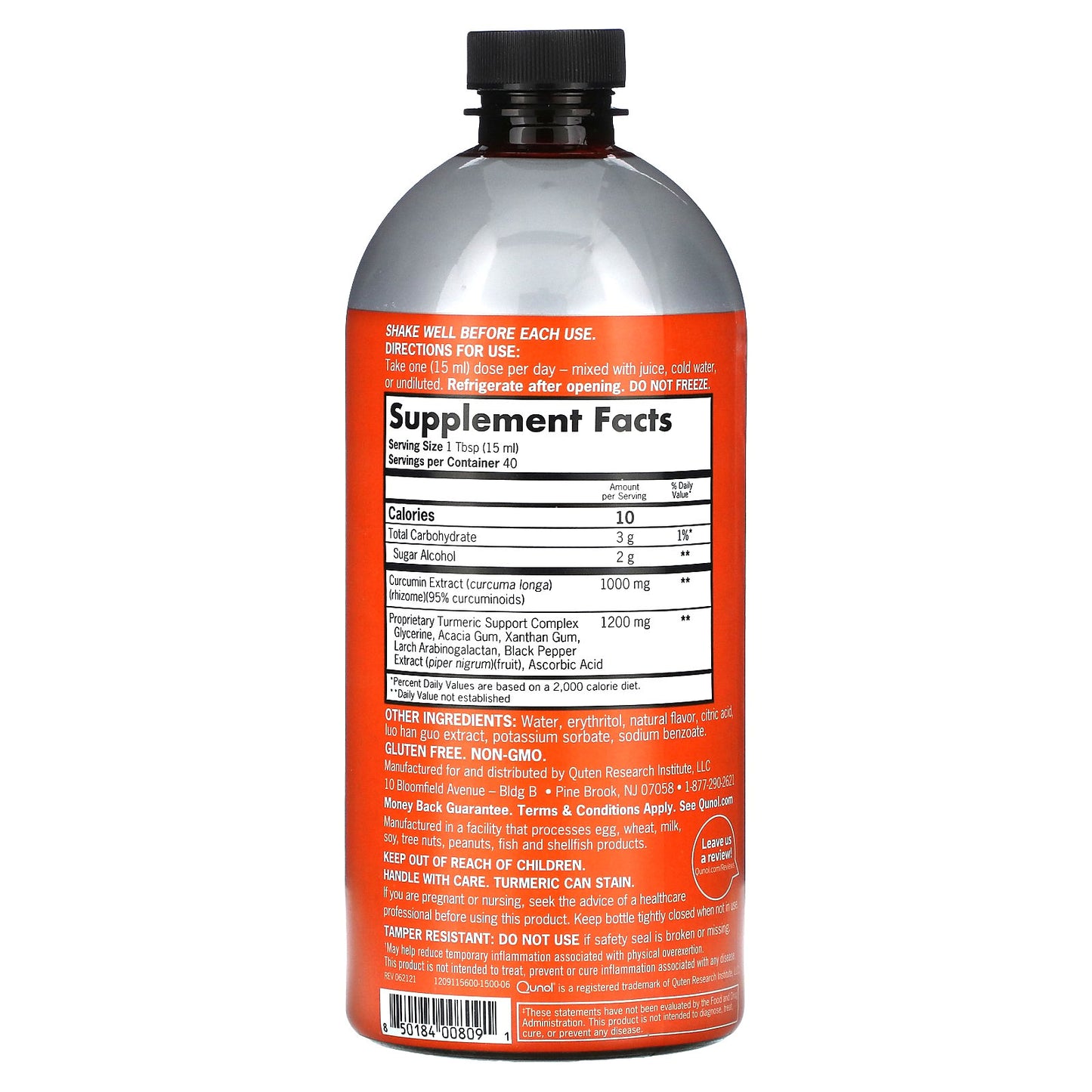 Qunol, Liquid Turmeric, Tropical Orange, 1,000 mg, 20.3 fl oz (600 ml)