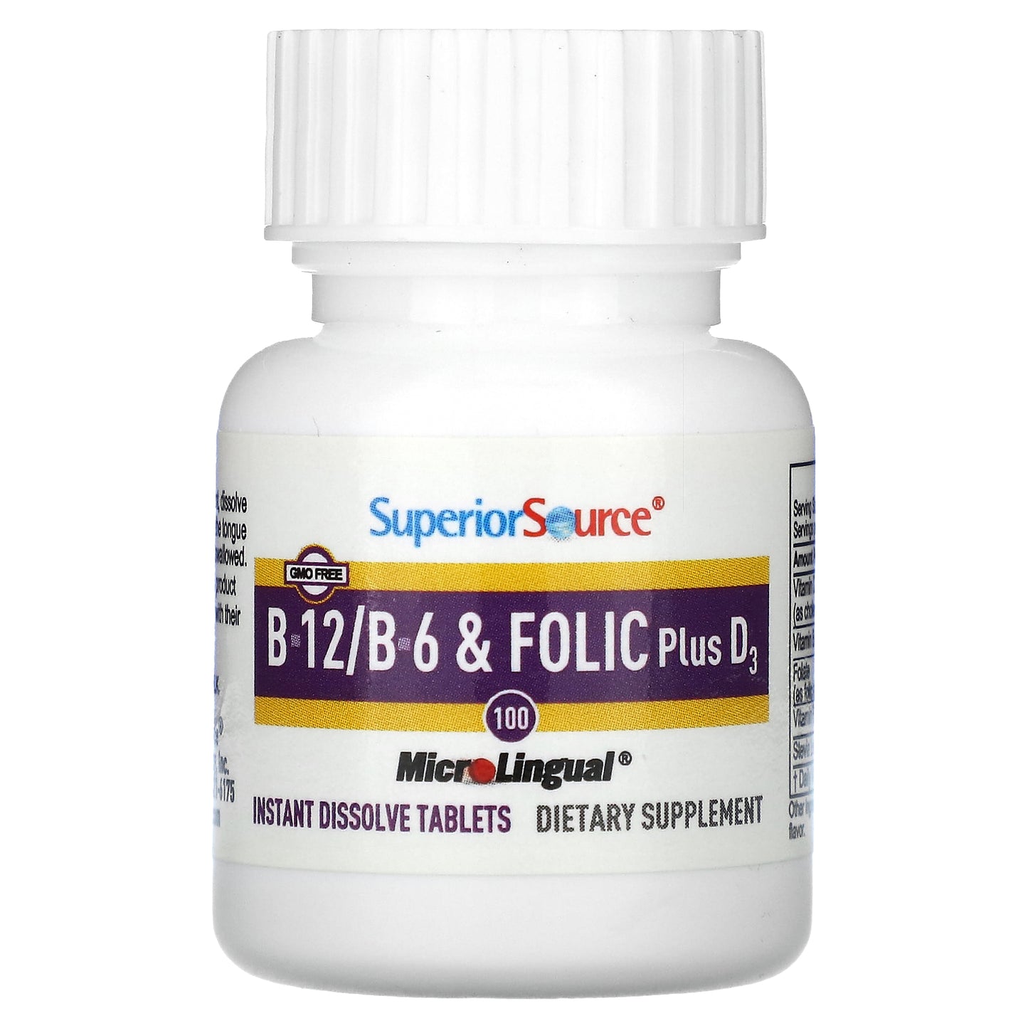 Superior Source, B-12, B-6 & Folic Acid, Plus D3, 100 MicroLingual Instant Dissolve Tablets