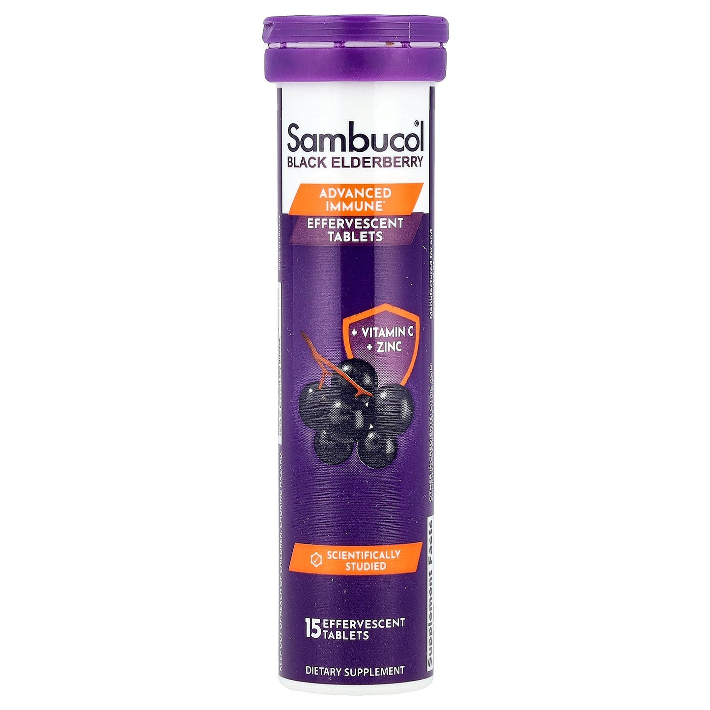 Sambucol, Black Elderberry, Effervescent Tablets + Vitamin C & Zinc, Age 4+, 15 Effervescent Tablets