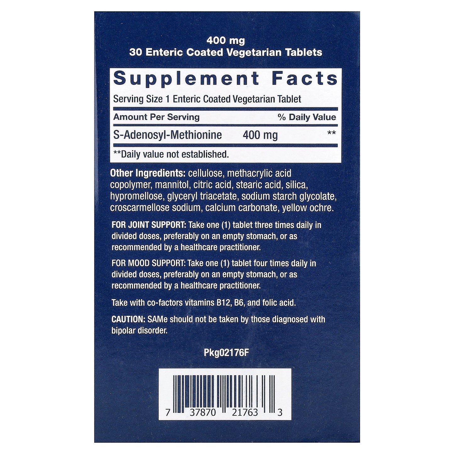 Life Extension, SAMe, S-Adenosyl-Methionine, 400 mg, 30 Enteric Coated Vegetarian Tablets