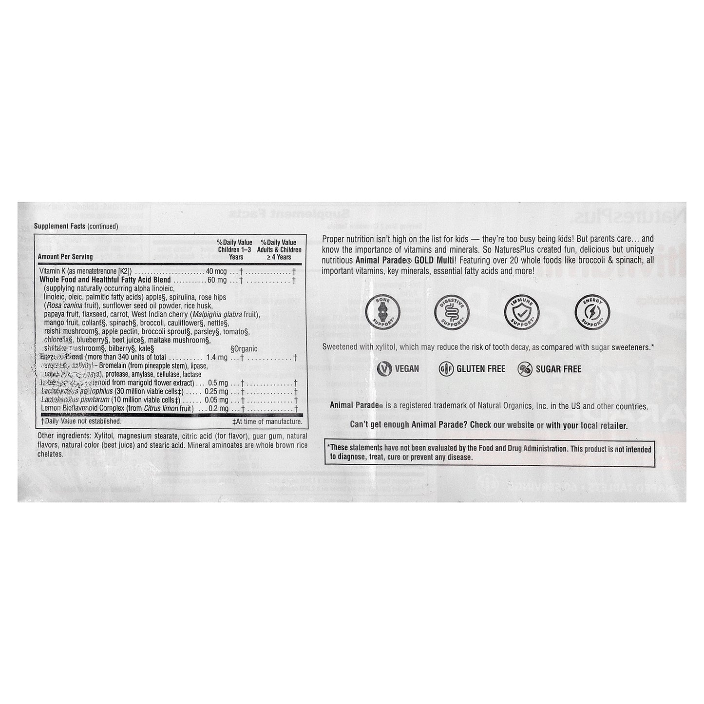 NaturesPlus, Animal Parade Gold, Children's Chewable Supplement, Cherry, 120 Animal-Shaped Tablets