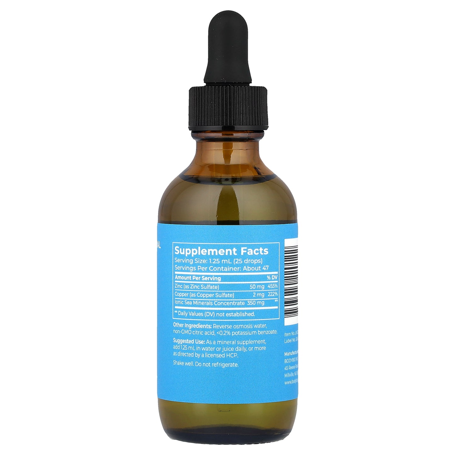 BodyBio, Liquid Mineral Zinc, 2 fl oz (59 ml)