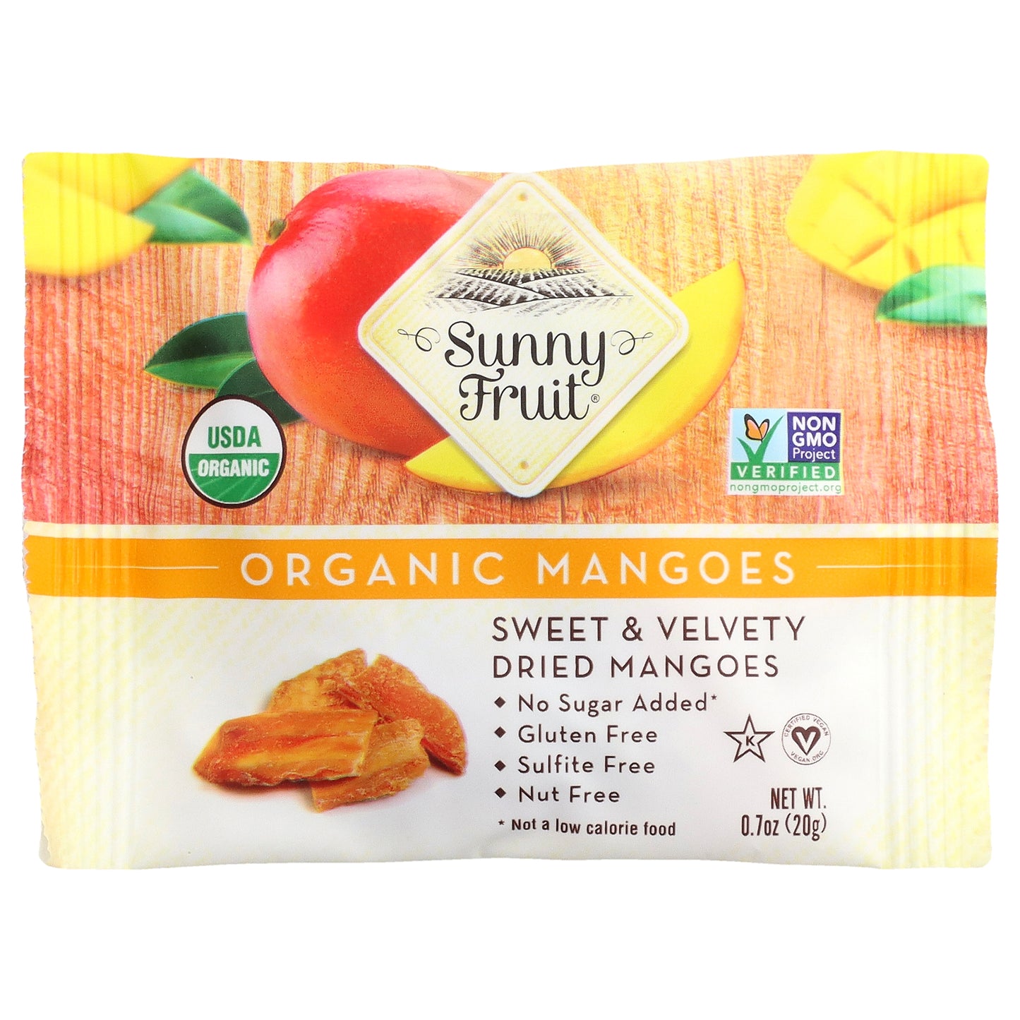 Sunny Fruit, Organic Dried Mangoes, 5 Portion Packs, 0.7 oz (20 g) Each