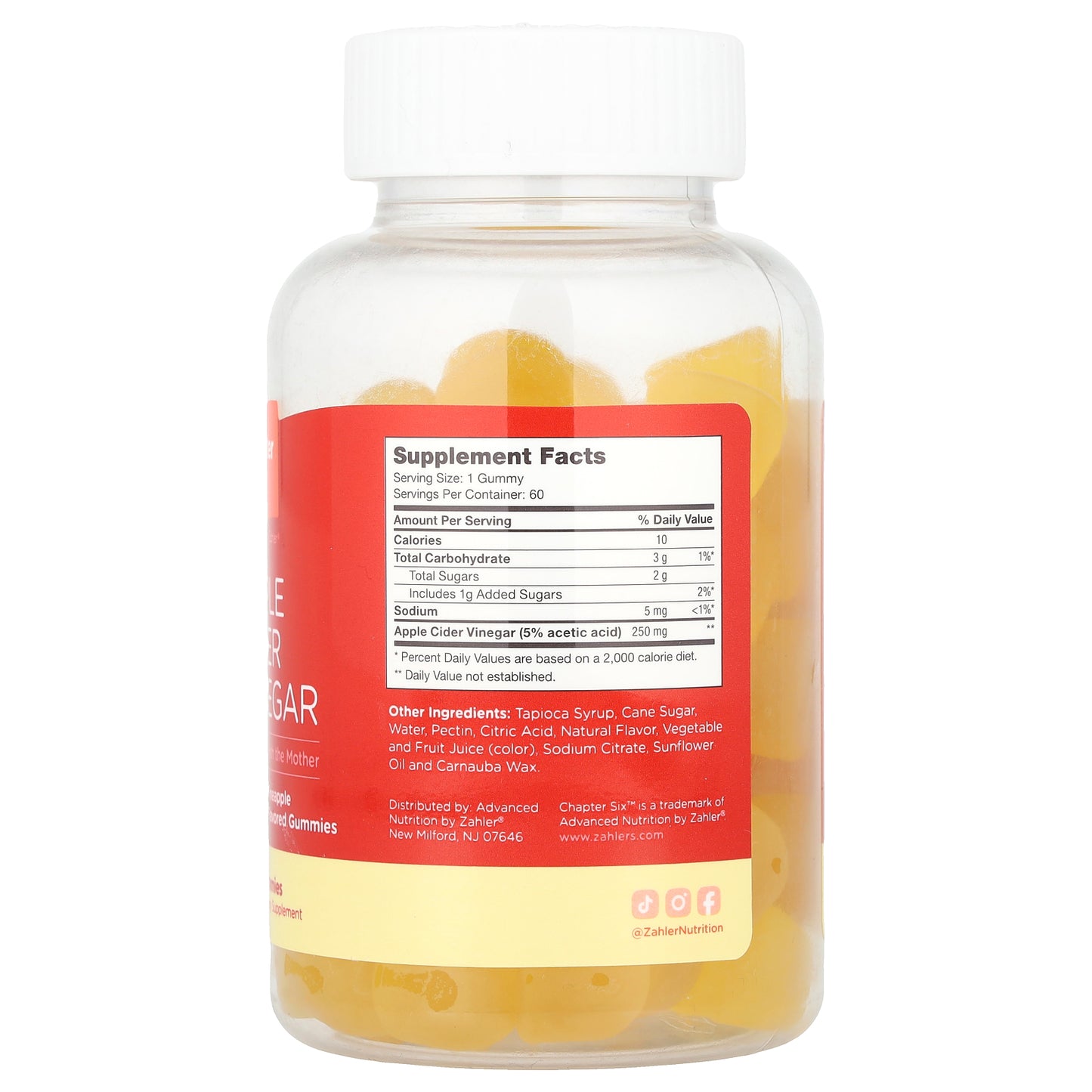 Chapter Six, Apple Cider Vinegar Gummies, Pineapple, 60 Gummies (250 mg per Gummy)