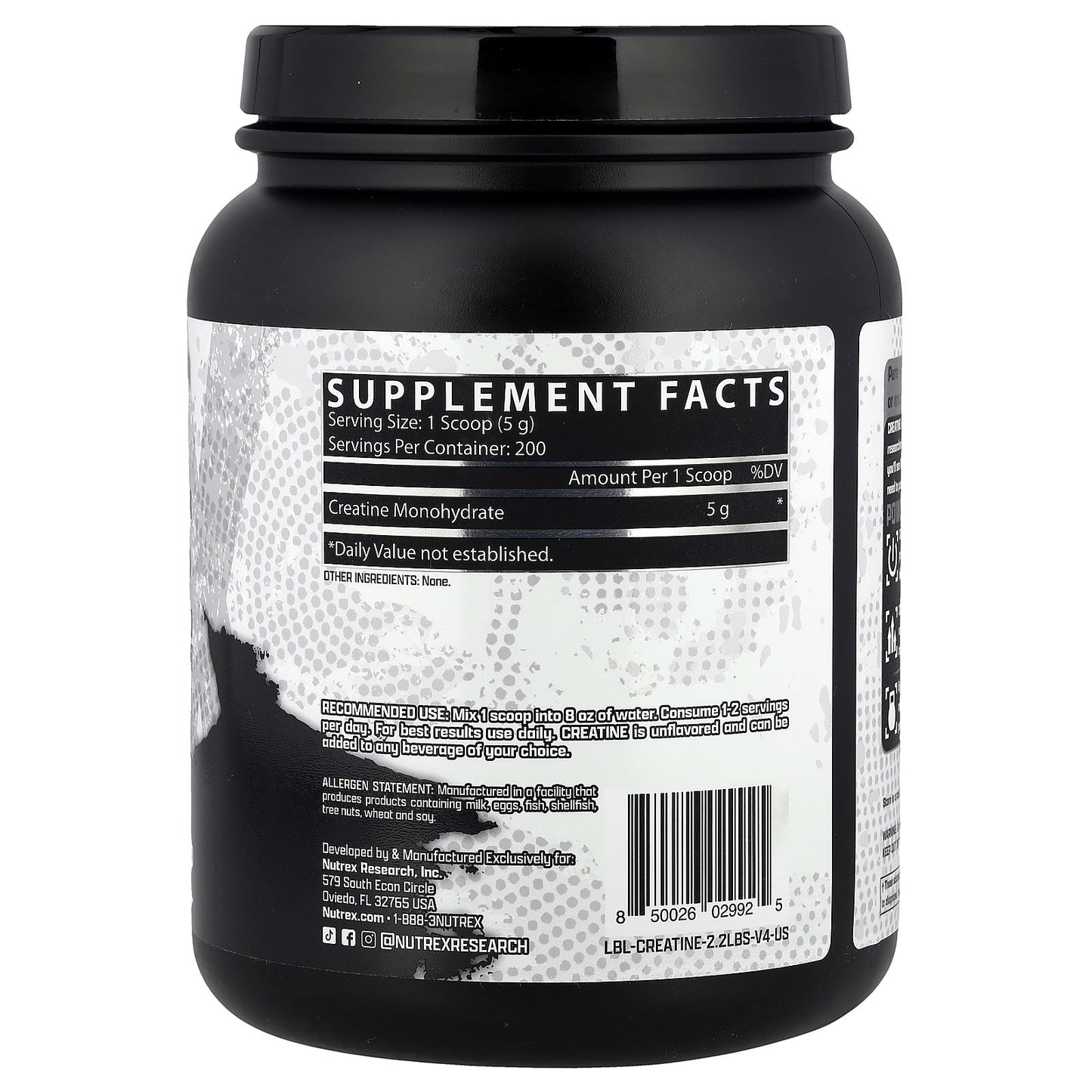 Nutrex Research, Creatine Monohydrate, Unflavored, 2.2 lbs (1,000 g)