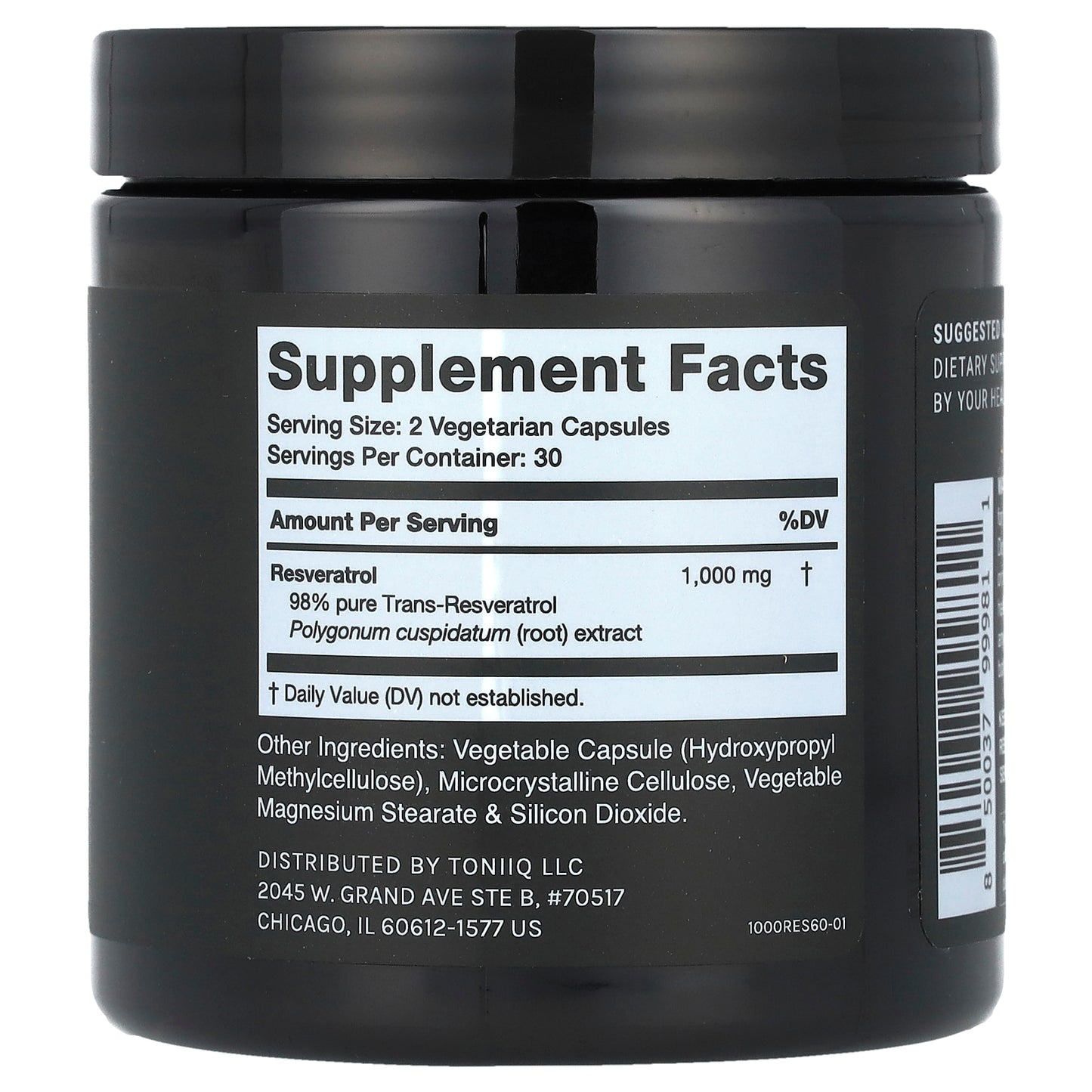 Toniiq, Resveratrol 1000, 60 Capsules (500 mg per Capsule)