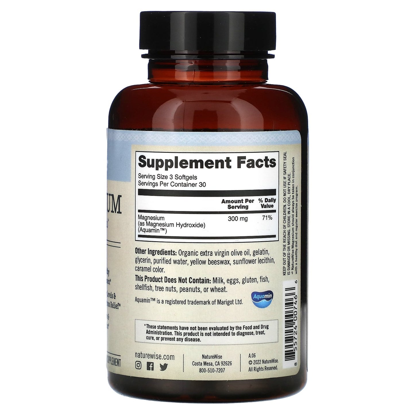 NatureWise, Magnesium, 90 Softgels (100 mg per Softgel)