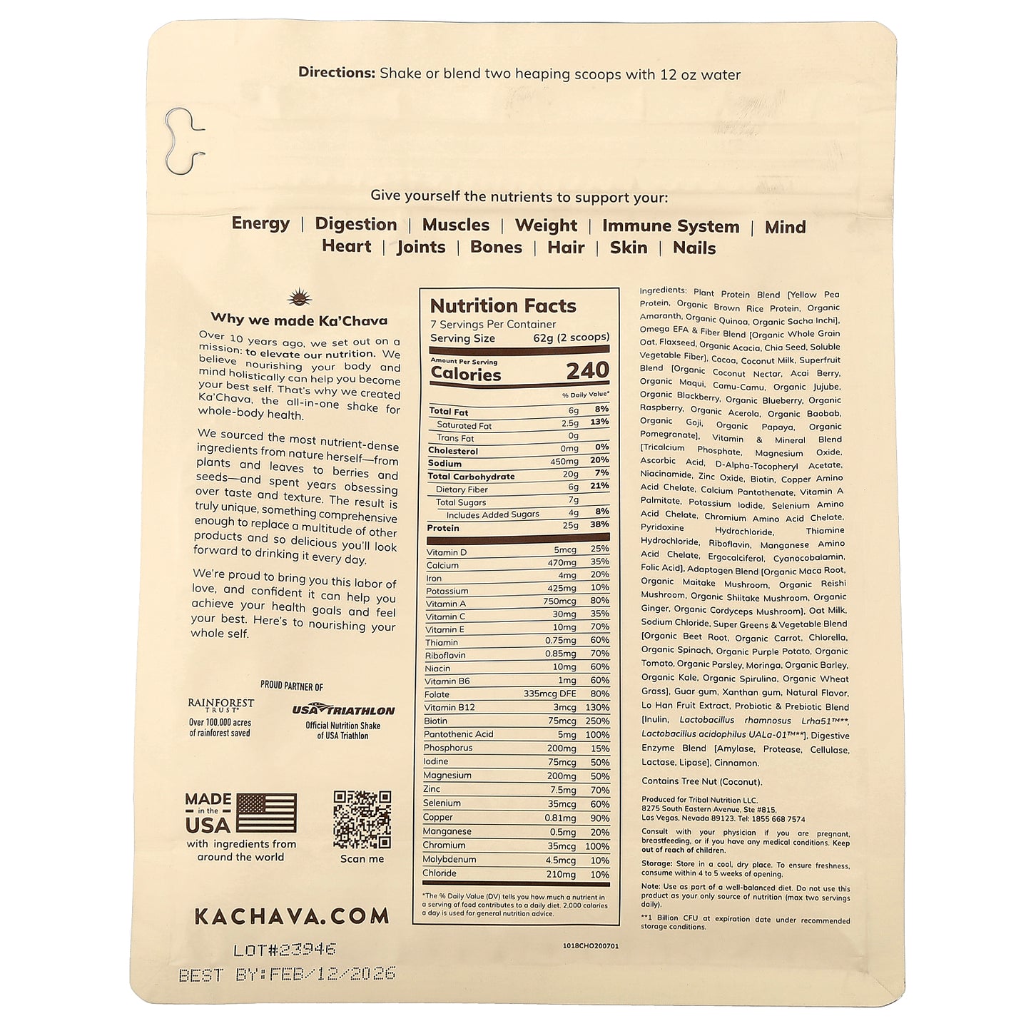 KaChava, The All-In-One Nutrition Shake, Chocolate, 15.31 oz (434 g)