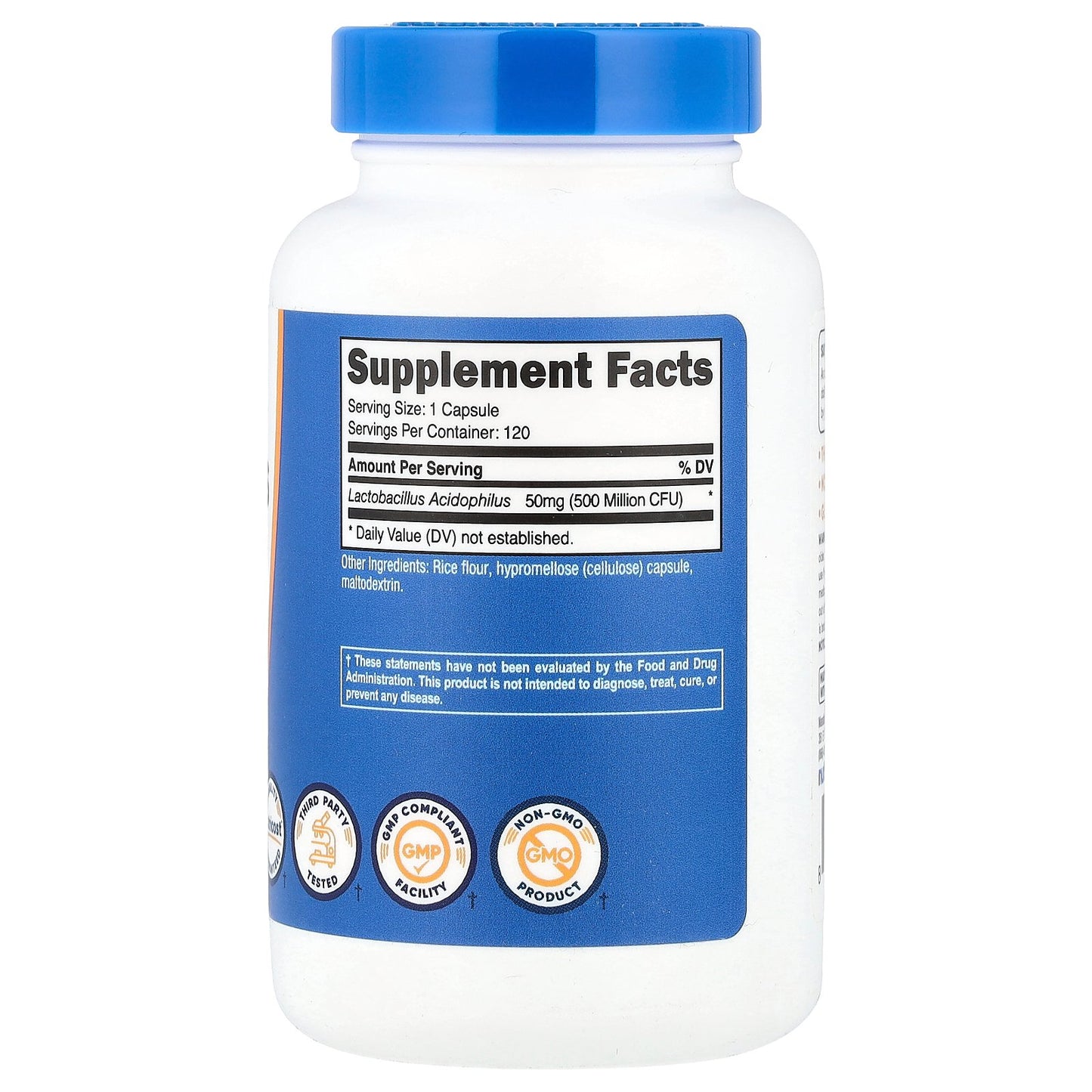 Nutricost, Lactobacillus Acidophilus, 50 mg (500 Million CFU), 120 Capsules