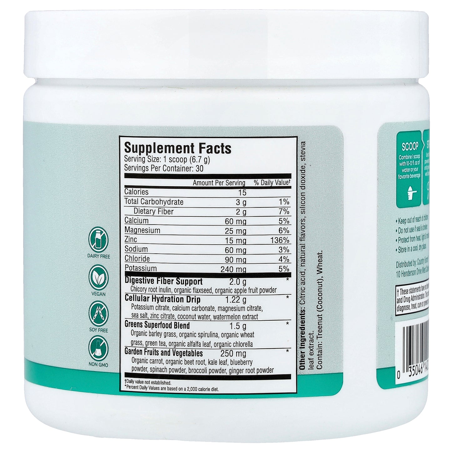 Country Farms, Refreshers, Super Greens + Electrolytes, Mint Mojito , 6.98 oz (198 g)