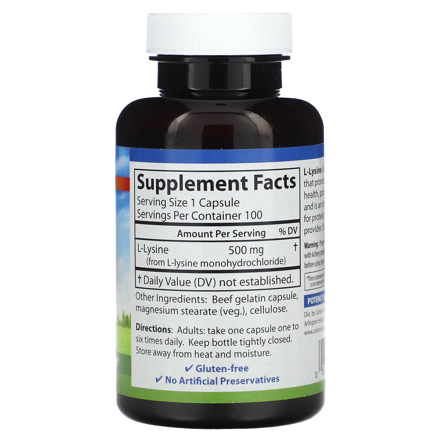 Carlson, L-Lysine, 500 mg, 100 Capsules