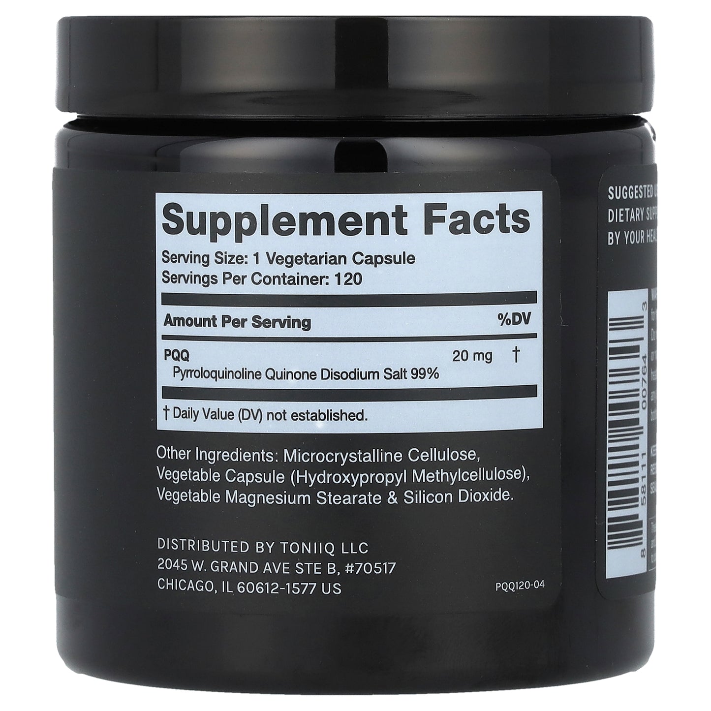 Toniiq, PQQ 20, 120 Capsules (20 mg per Capsule)