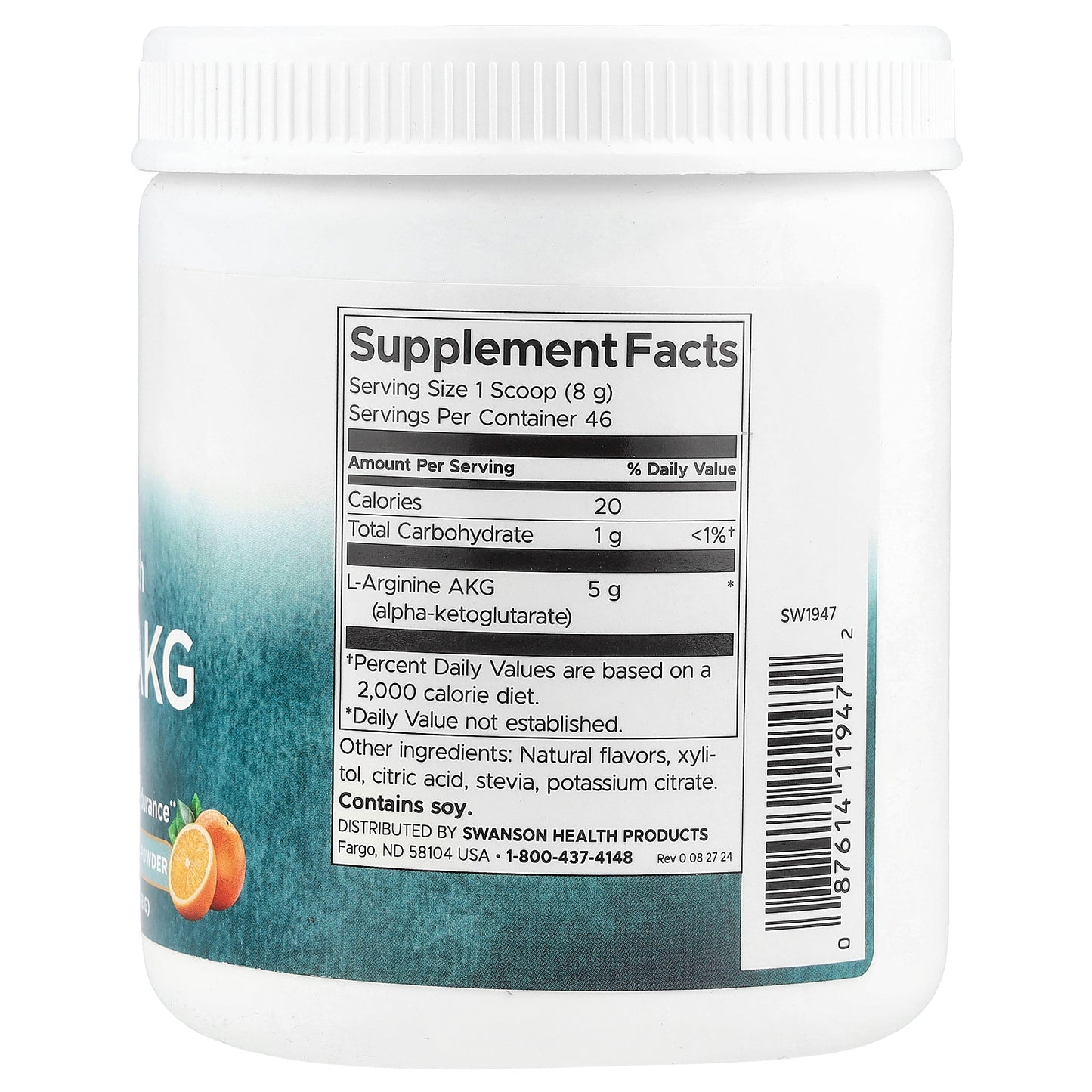 Swanson, Maximum Strength L-Arginine AKG Powder, Natural Citrus, 12.9 oz (368 g)