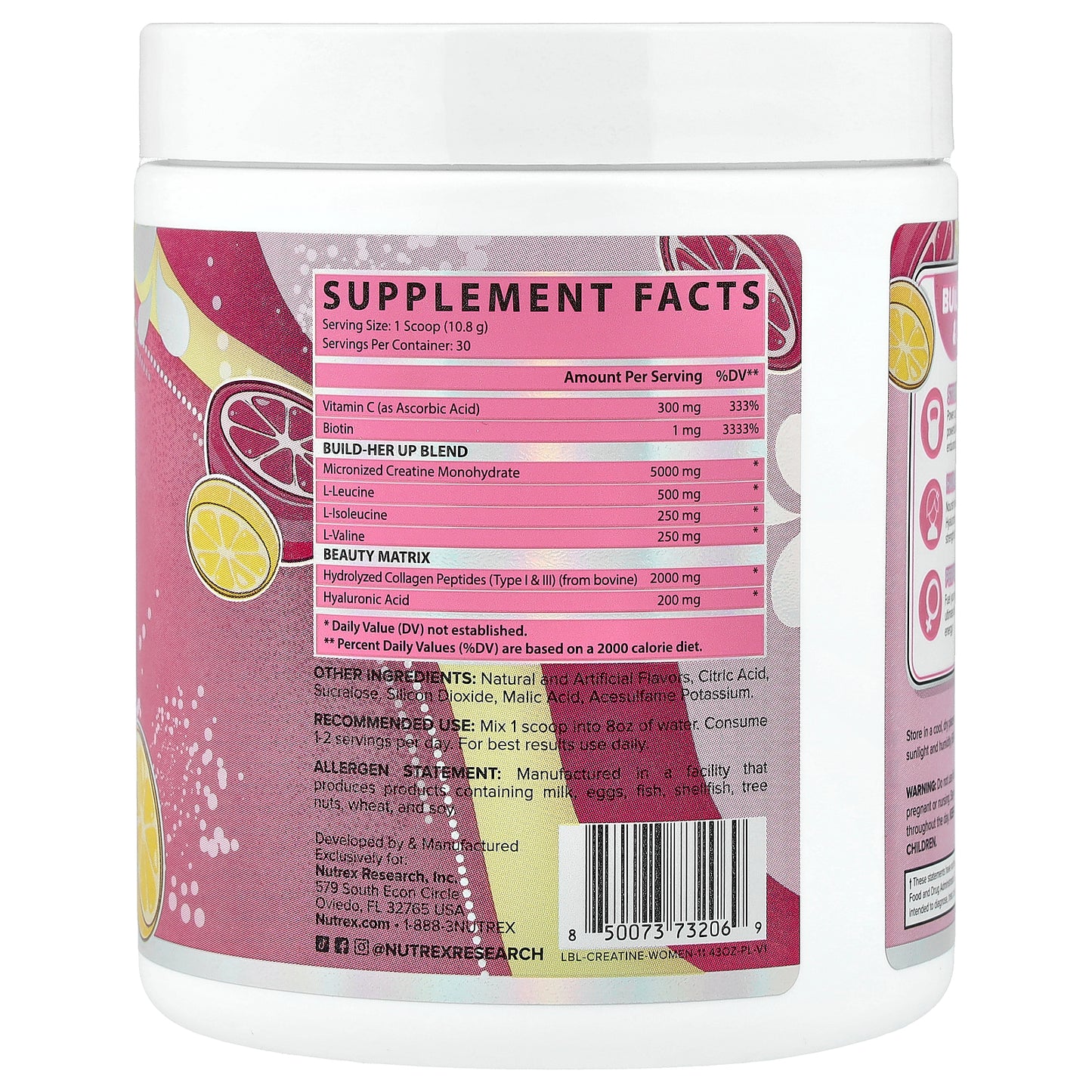 Nutrex Research, Creatine for Women + Booty & Beauty, Pink Lemonade, 11.43 oz (323.98 g)