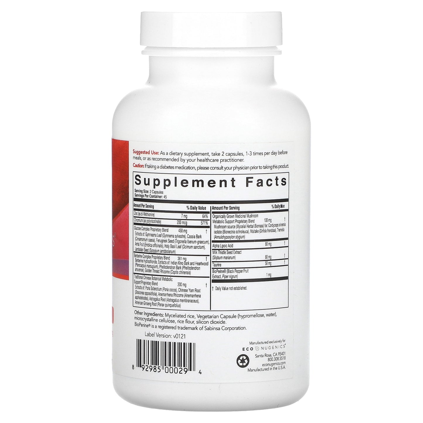 Econugenics, ecoMetabolic, Healthy Glucose Balance, 90 Vegetarian Capsules