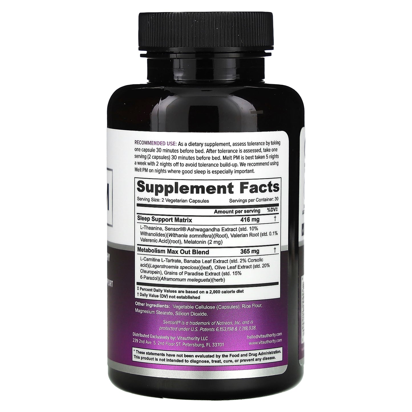 Vitauthority, Melt PM, Sleep Support, 60 Vegetarian Capsules