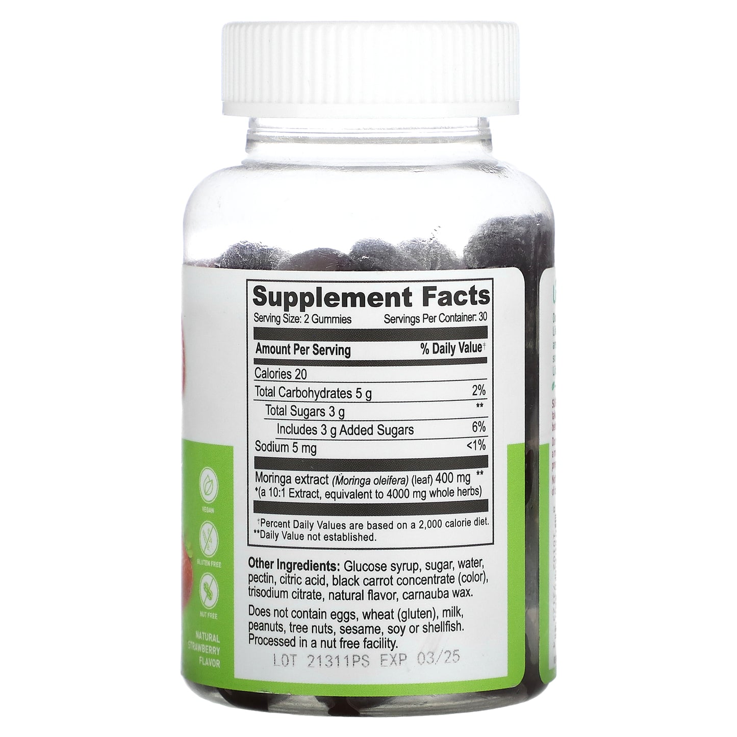 Lifeable, Moringa Leaf Extract Gummies, Natural Strawberry, 60 Gummies (2,000 mg per Gummy)