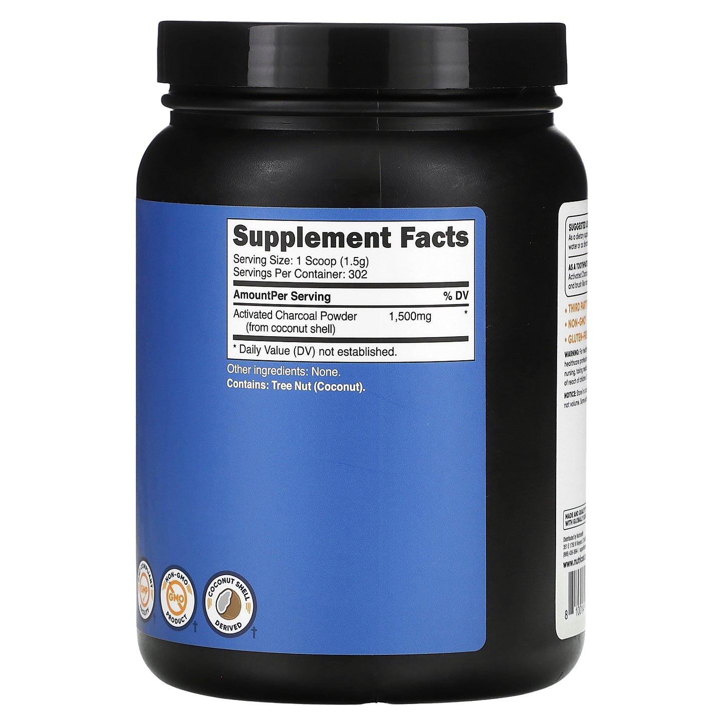 Nutricost, Activated Charcoal Powder, Unflavored, 16 oz (454 g)