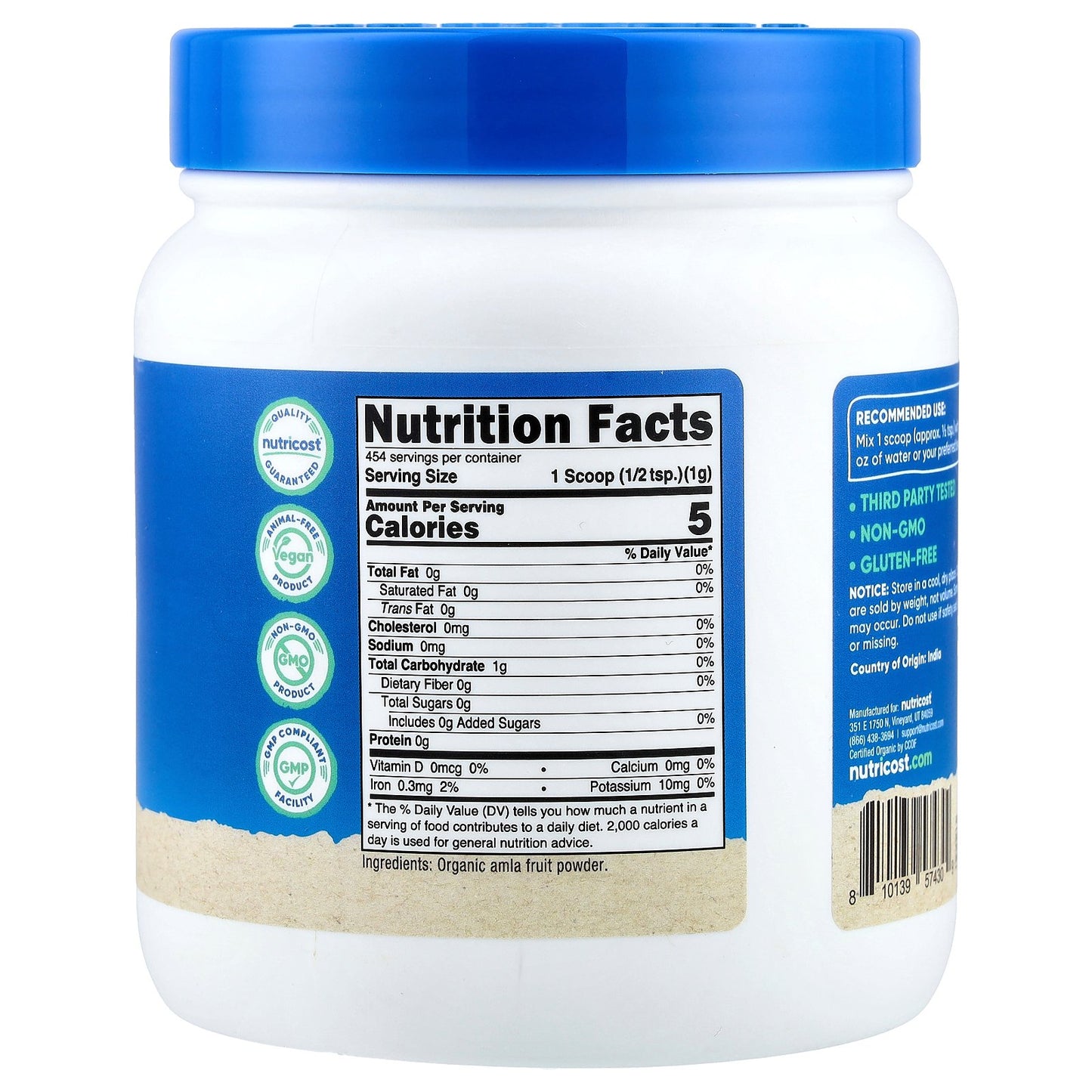 Nutricost, Organic Amla, Unflavored, 16.2 oz (454 g)