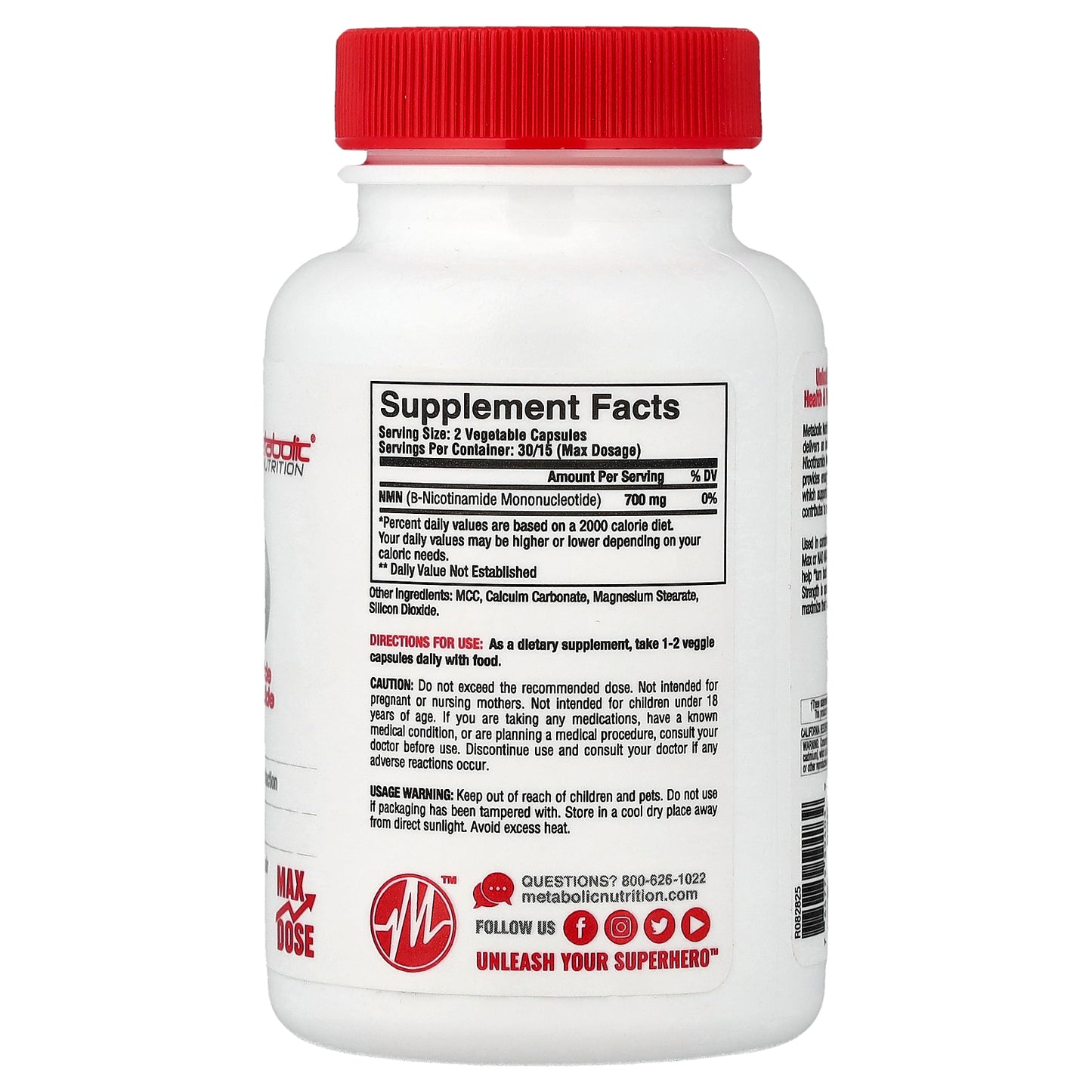 Metabolic Nutrition, NMN, 30 Capsules (350 mg per Capsule)