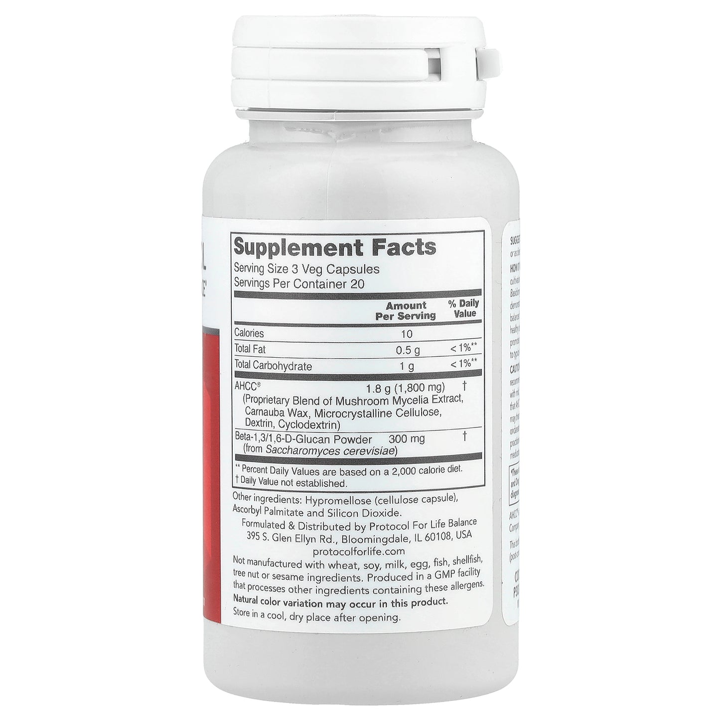 Protocol for Life Balance, AHCC® Plus Beta-Glucan, 60 Veg Capsules