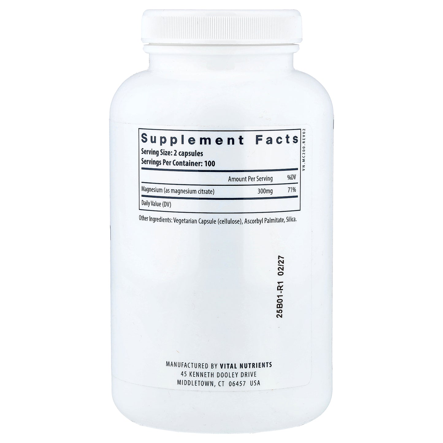 Vital Nutrients, Magnesium Citrate, 200 Vegan Capsules (150 mg per Capsule)