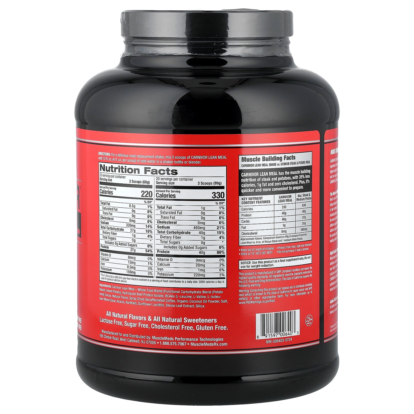 MuscleMeds, Carnivor™ Lean Meal, Mocha Latte, 4.3 lbs (1,980 g)