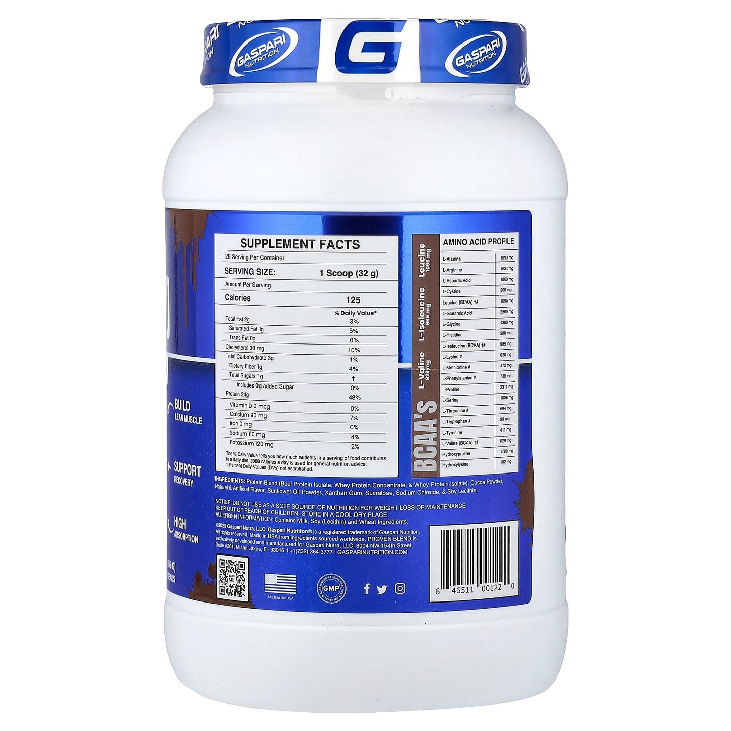 Gaspari Nutrition, Proven Blend Multi-Source Protein, Double Chocolate, 2 lbs (896 g)