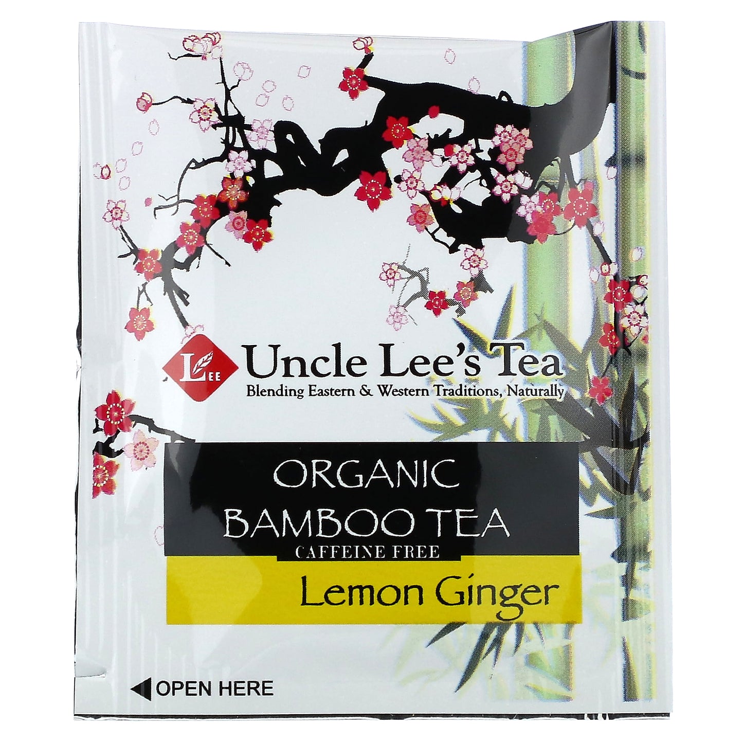 Uncle Lee's Tea, Organic Bamboo Tea, Lemon Ginger, Caffeine Free, 18 Tea Bags, 1.02 oz (28.8 g)