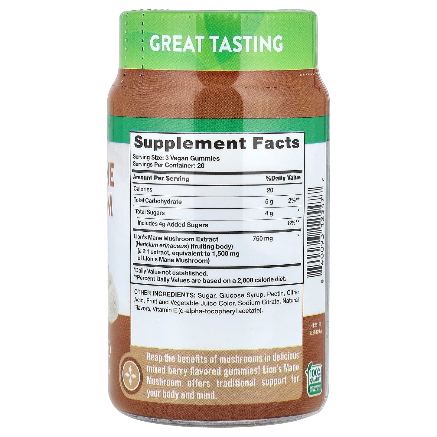 Nature's Truth, Lion's Mane Mushroom Gummies, Delicious Mixed Berry, 60 Gummies