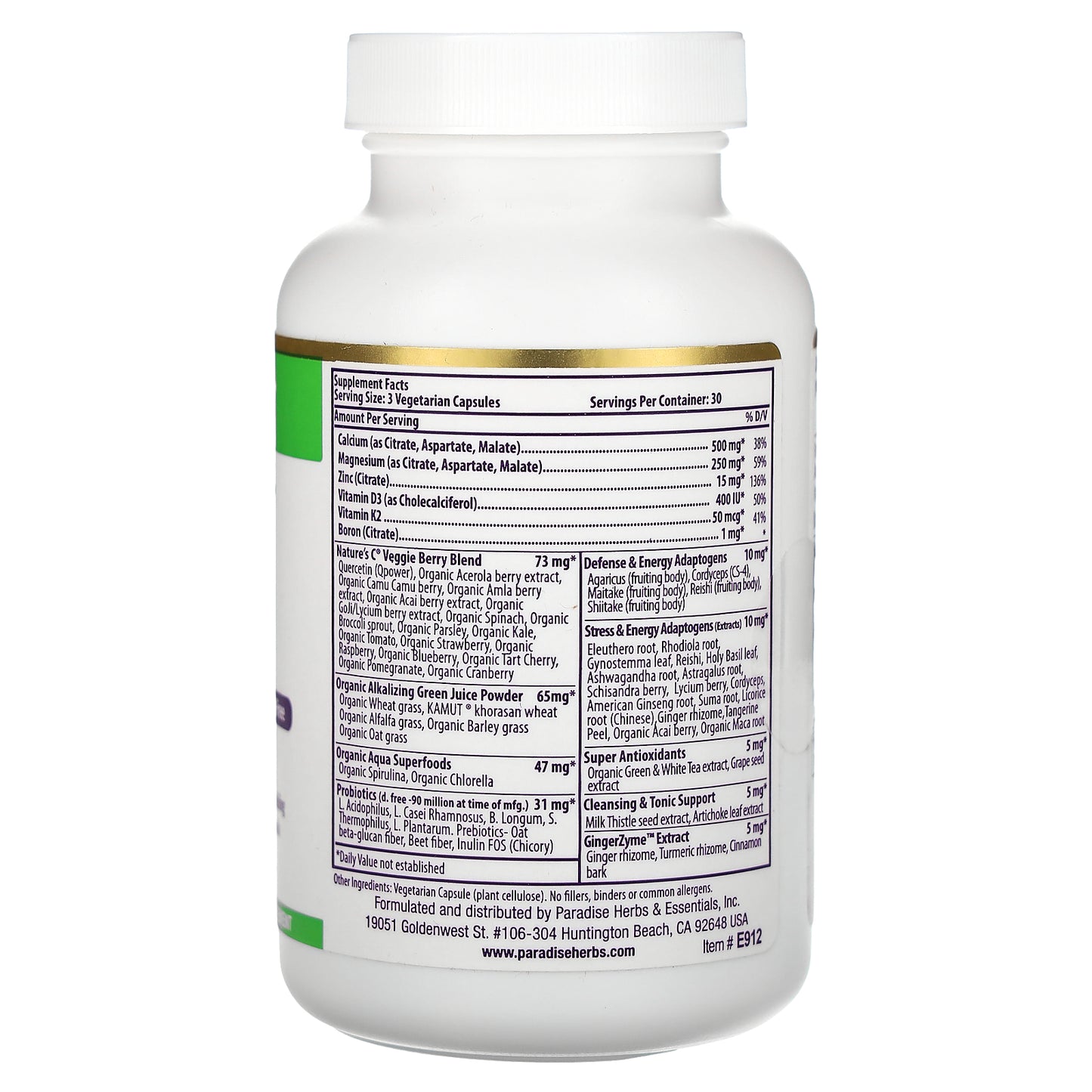 Paradise Herbs, Earth's Blend, Cal-Mag Zinc + D3, 90 Vegetarian Capsules